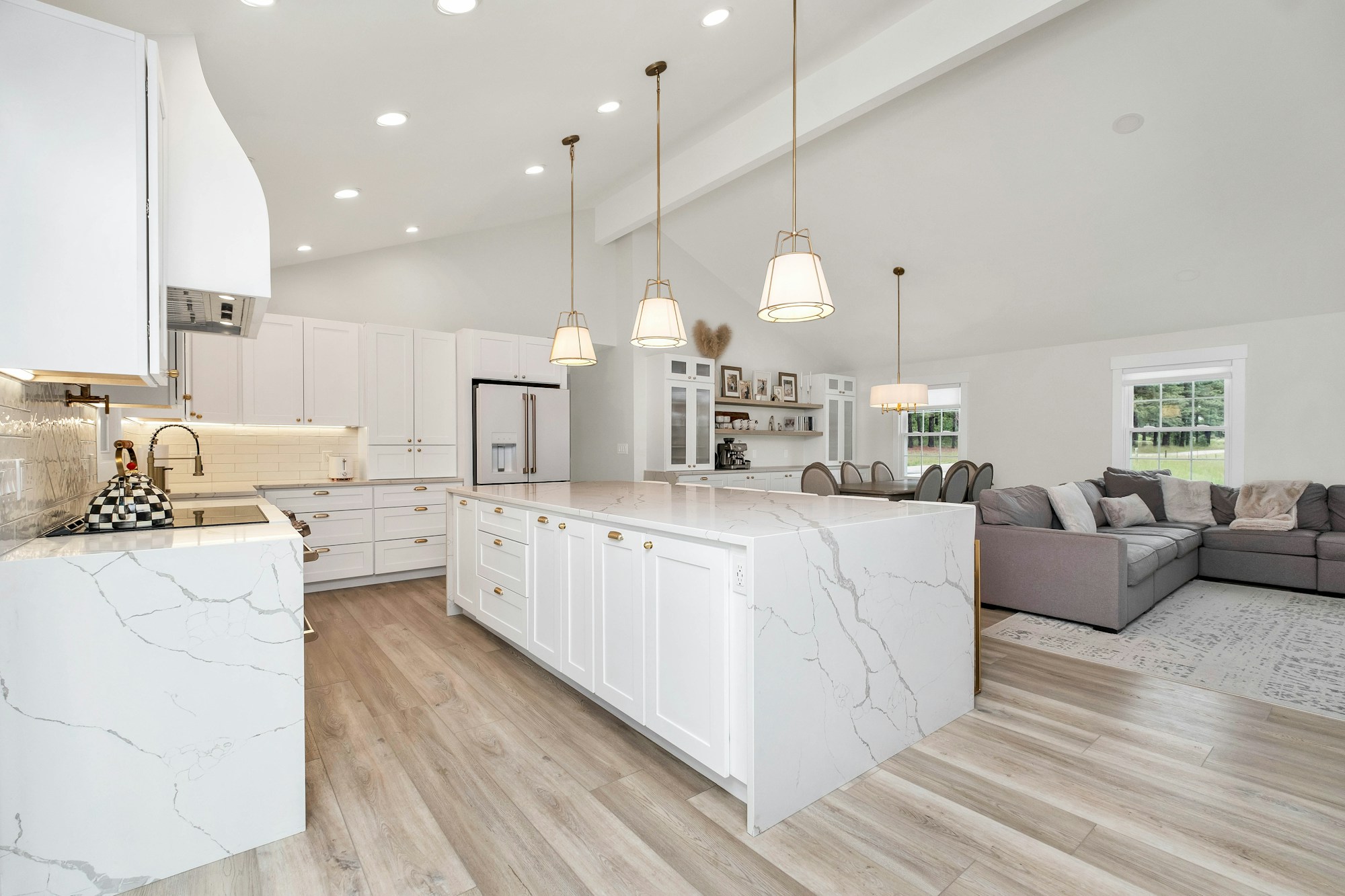 Designer luxury kitchen island in stone