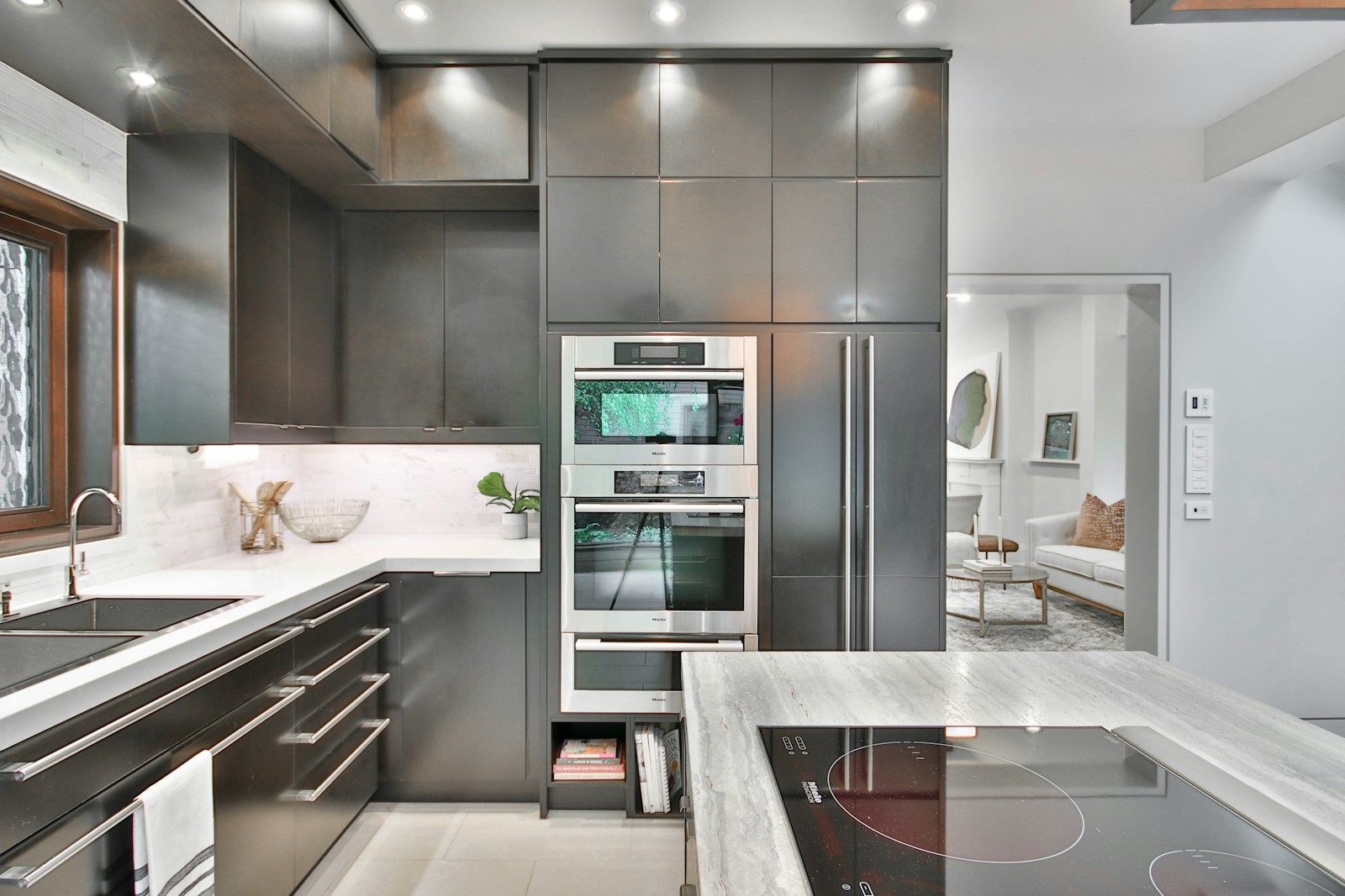 New-build luxury kitchen with stone counters